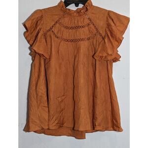 Pinch Women's Burnt Orange Short Sleeve Flowy Top Size M